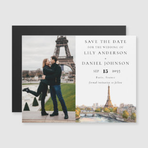 Paris-Frankreich-Foto Hochzeit rettet das Datum Magneteinladung