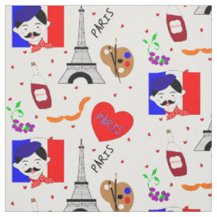 Paris Frankreich hielt Niedlich Spaß Red White Bl Stoff