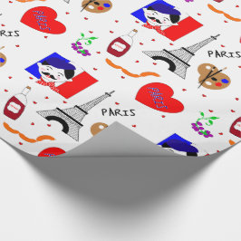 Paris Frankreich hielt Niedlich Spaß Red White Blu Geschenkpapier