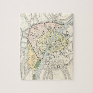 Paris, Frankreich: Historische, alte Karte