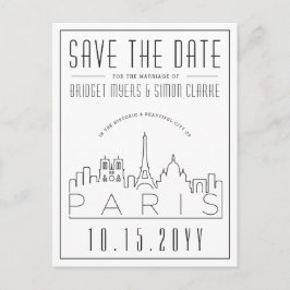 Paris, Frankreich Hochzeit | Skyline Save the Date Postkarte