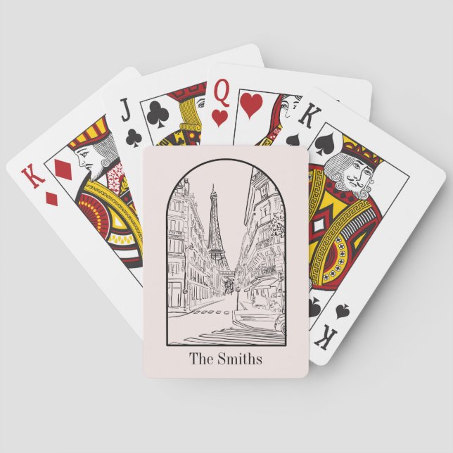 Paris, Frankreich Hochzeit Spielkarten (Rückseite)