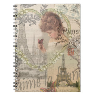 Paris Frankreich Hübsches Mädchen Sanfte Eiffel Notizblock