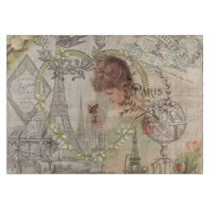 Paris Frankreich Hübsches Mädchen Sanfte Eiffel Schneidebrett