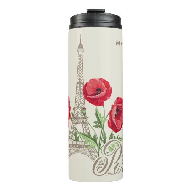 Paris Frankreich individuelle Name tumbler Thermosbecher (Vorderseite)