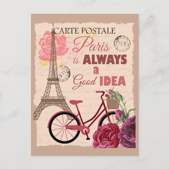 Paris Frankreich ist immer eine gute Idee für eine Postkarte (Vorderseite)