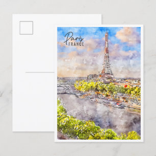 Paris Frankreich Jahrgang Reise Aquarell Postkarte