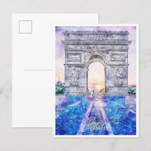 Paris Frankreich Jahrgang Reise Aquarell Postkarte