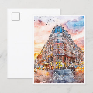 Paris Frankreich Jahrgang Reise Aquarell Postkarte