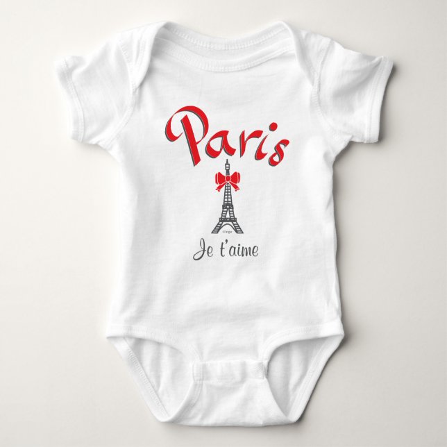 Paris, Frankreich Je t'aime, Liebe du Eiffelturm Baby Strampler (Vorderseite)