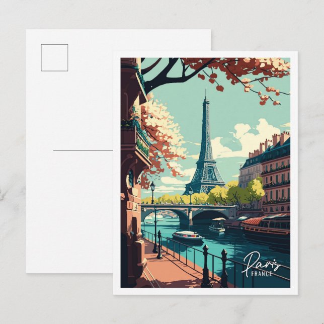 Paris Frankreich Kunst, Jahrgang Reise Postkarte (Vorne/Hinten)
