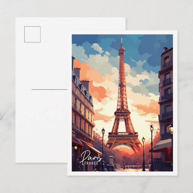 Paris Frankreich Kunst Vintage Reise Postkarte (Vorne/Hinten)