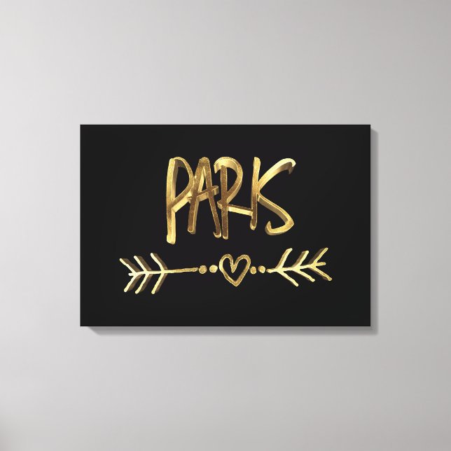 Paris Frankreich Liebe Black and Gold Look Typogra Leinwanddruck (Vorderseite)