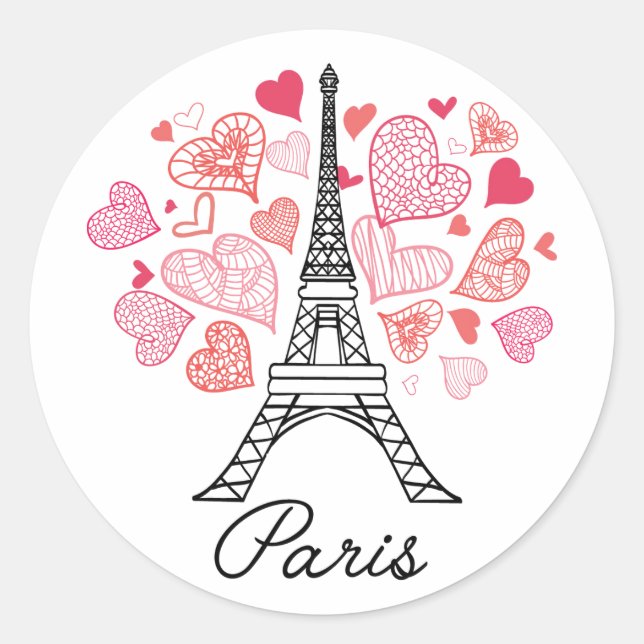 Paris, Frankreich Liebe Runder Aufkleber (Vorderseite)