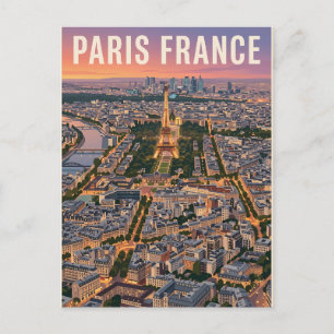 Paris Frankreich Mid-Century Modern Skyline Kunst Postkarte