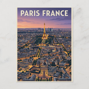 Paris Frankreich Mid-Century Modern Skyline Kunst Postkarte