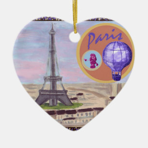 Paris Frankreich mit Eiffelturm Pink Poodle und he Keramikornament