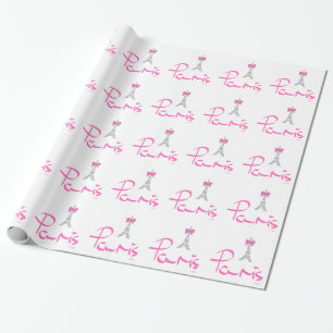 Paris, Frankreich mit Rosa-Bow Geschenkpapier