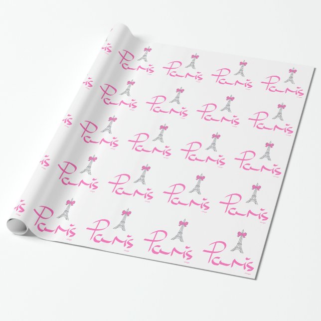 Paris, Frankreich mit Rosa-Bow Geschenkpapier (Ungerollt)