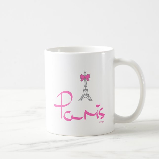 Paris, Frankreich mit Rosa-Bow Kaffeetasse (Rechts)