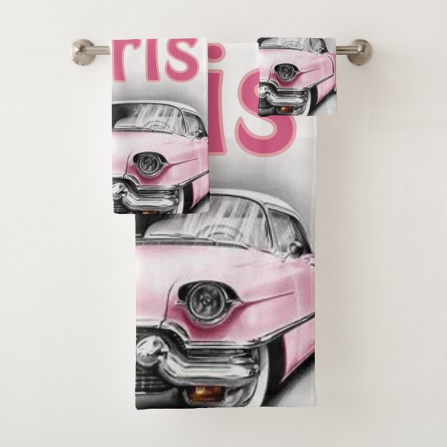Paris Frankreich Pink Auto Badezimmer Handtuchhand Badhandtuch Set (Insitu)