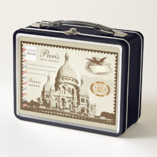 Paris Frankreich Postkarte Metall Brotdose