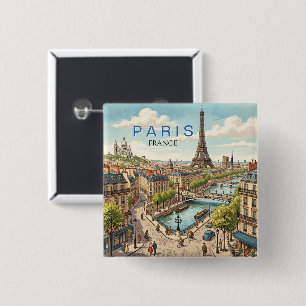 Paris Frankreich Reise Kunst Vintage Button