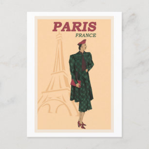 Paris Frankreich Reise Mode Retro Postkarte