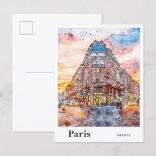 Paris Frankreich Reise Wasserfarben Skizze Handgez Postkarte
