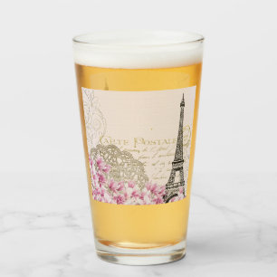 Paris Frankreich Reisen Eiffelturm mit Rose Blume Glas