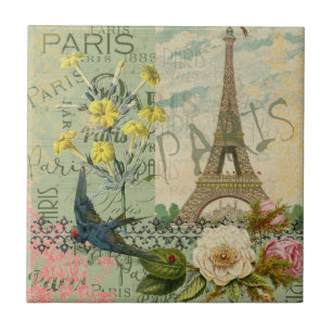 Paris Frankreich Reisen Vintag antike Malerei Fliese