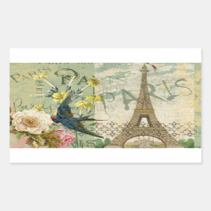Paris Frankreich Reisen Vintag antike Malerei Rechteckiger Aufkleber