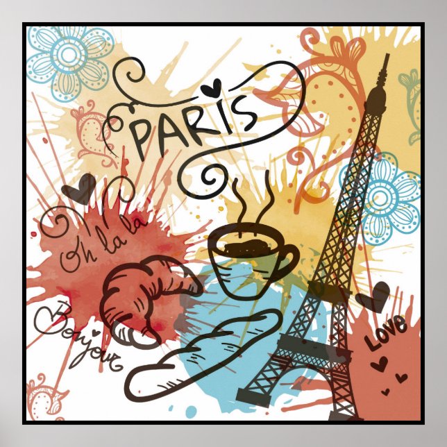 Paris, Frankreich, Reiseplakat Poster (Vorne)