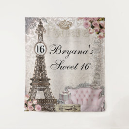 Paris Frankreich Rosa Roses Sweet 16 Party Hinterg Wandteppich