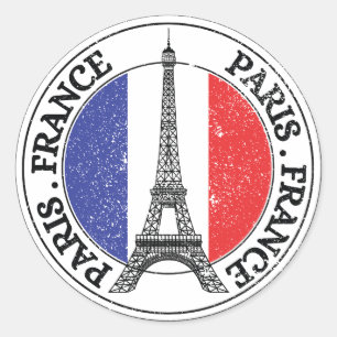Paris Frankreich Siegel Aufkleber Rund Flagge