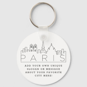 Paris, Frankreich Stilisierte Skyline   Benutzerde Schlüsselanhänger