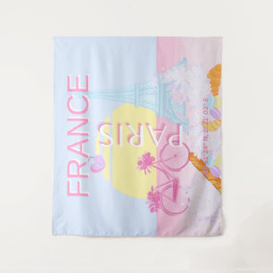 Paris, Frankreich, Travel Art, Preppy, Blue Wandteppich