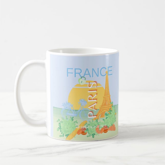 Paris, Frankreich, Travel Art, Preppy, Pastel, Blu Kaffeetasse (Links)