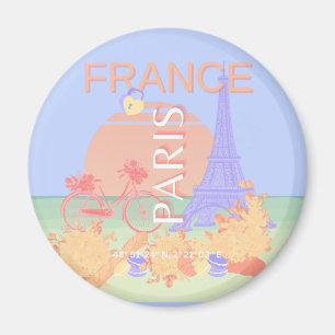 Paris, Frankreich, Travel Art, Preppy, Pastel, Blu Magnet