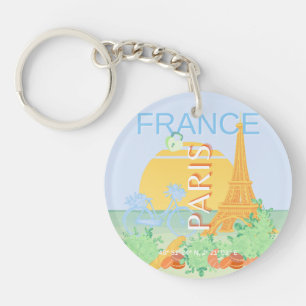 Paris, Frankreich, Travel Art, Preppy, Pastel, Blu Schlüsselanhänger