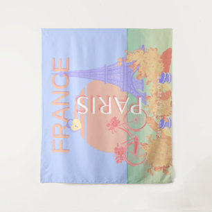 Paris, Frankreich, Travel Art, Preppy, Pastel, Blu Wandteppich