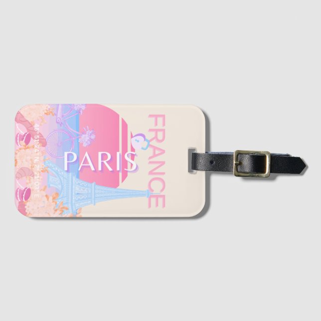 Paris, Frankreich, Travel Art, Preppy, Pastell Gepäckanhänger (Vorderseite (Horizontal))
