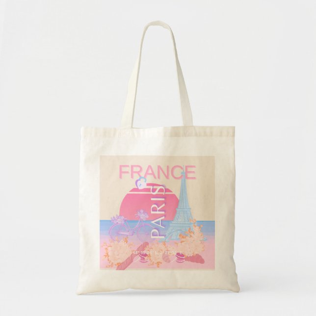 Paris, Frankreich, Travel Art, Preppy, Pastell Tragetasche (Vorne)