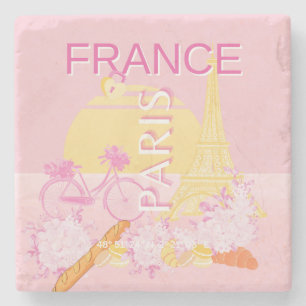 Paris, Frankreich, Travel Art, Preppy, Pink Steinuntersetzer