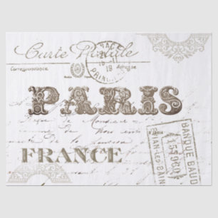 Paris Frankreich Typografie Vintage Postkarte Wort Seidenpapier