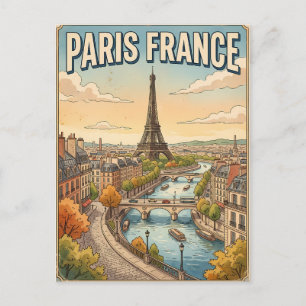 Paris Frankreich Vintage-Anime-Reisepostkarte Postkarte