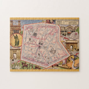 Paris Frankreich Vintage Karte 11x14