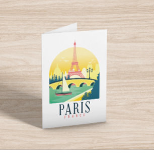 Paris Frankreich Vintage Reise Grußkarte gefaltet Karte