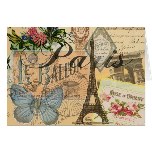 Paris Frankreich Vintage Reisen Kunstvoll wandern (Vorderseite (Horizontal))