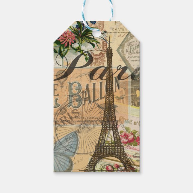 Paris Frankreich Vintage Reisen Kunstvoll wandern Geschenkanhänger (Vorderseite)